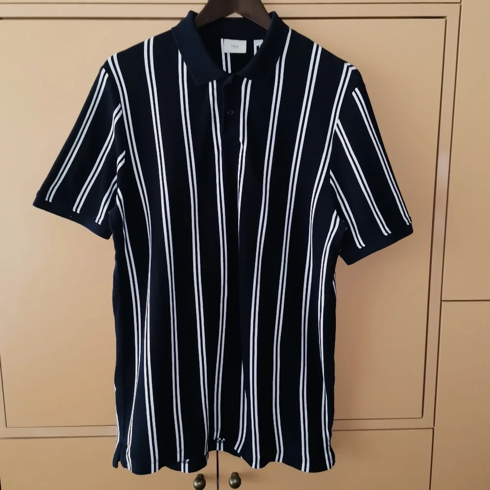 MANGO Striped cotton polo shirt - (XL) - Picture 3 of 11